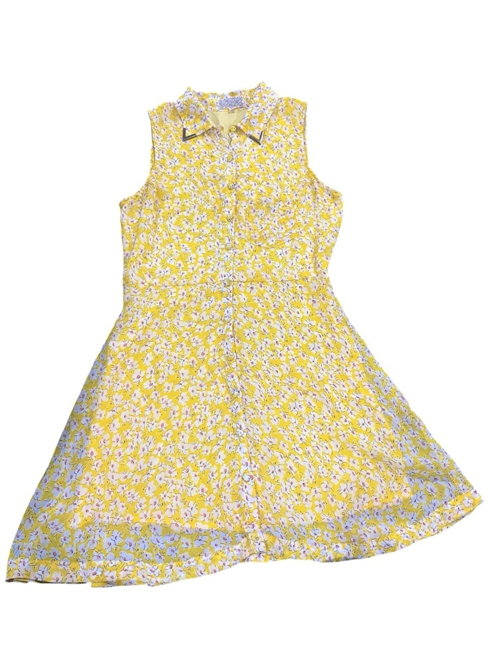 Lucca Couture Yellow Floral Sleeveless Mini Dress Excellent Condition